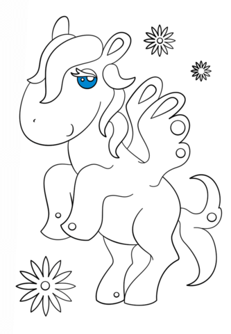 Kawaii Pegasus Coloring Page